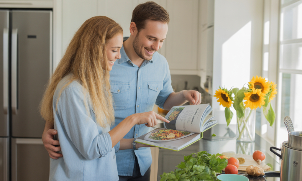 Husband and wife working together on shared tasks, showing unity and team spirit.