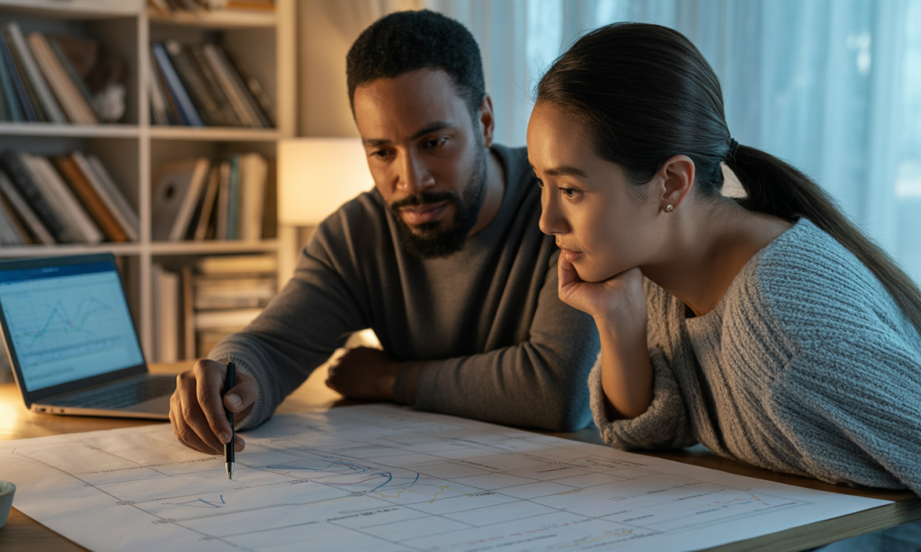 Husband and wife making plans together, demonstrating a shared vision in marriage.