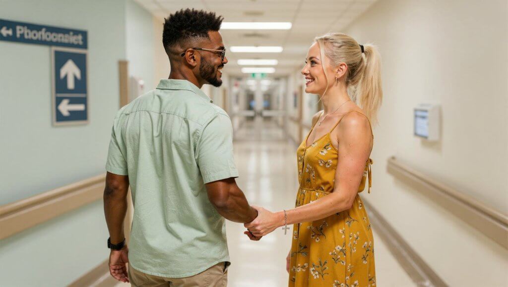 Christian couple standing together in hospital hallway illustrating why Christian marriages fail under pressure.